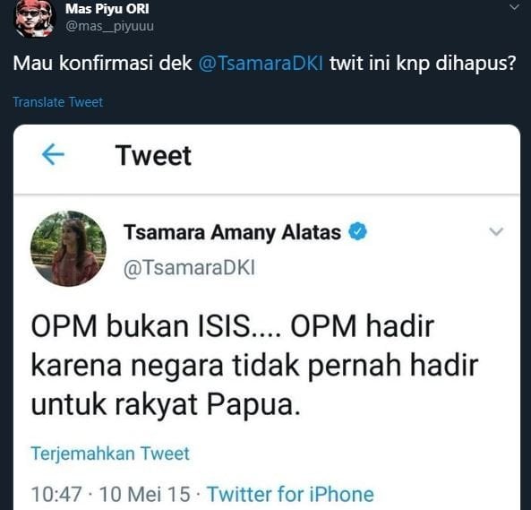 Twit lawas Tsamara bikin penasaran warganet. (Twitter)