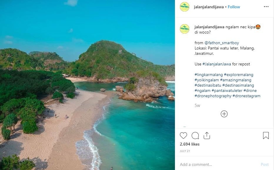 Keindahan Pantai Watu Leter Kabupaten Malang Lingkar Malang