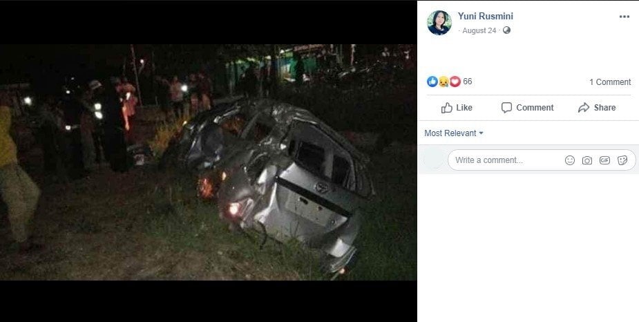 Avanza Tertabrak Kereta di Cilacap, Seorang Pria Tewas Jelang Hari Pernikahan. (Facebook/Yuni Rusmini)