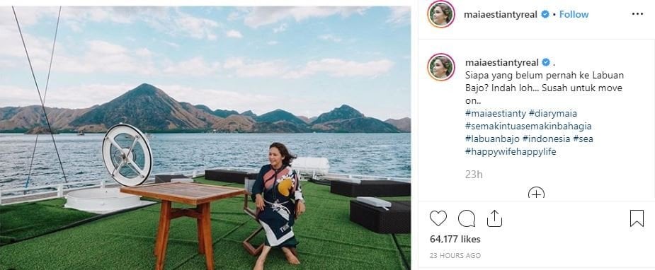 Maia Estianty saat berlibur ke Labuan Bajo. (Instagram/@maiaestiantyreal)