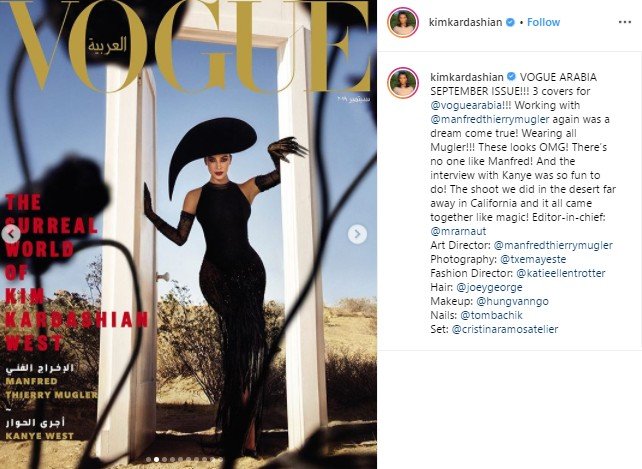 Kim Kardahsian di Vogue Arabia. (Instagram/@kimkardashian)