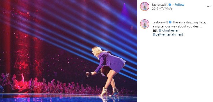 Taylor Swift di MTV VMAs 2019. (Instagram/@taylorswift)
