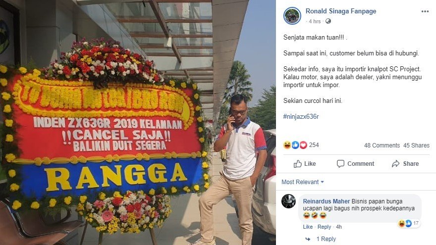 Juragan Aksesori Motor Ronald Sinaga Ditagih Konsumen. (Facebook/Ronald Sinaga Fanpage)