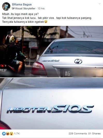 Mobil Toyota Vios Limo. (Facebook/Brama)