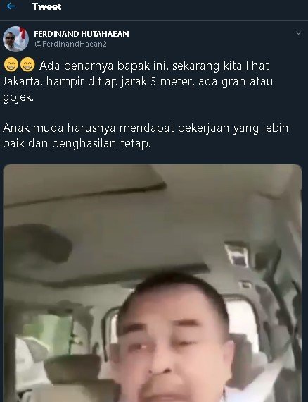 Ferdinand tanggapi pernyataan bos taksi Malaysia. (Twitter/@FerdinandHaean2)