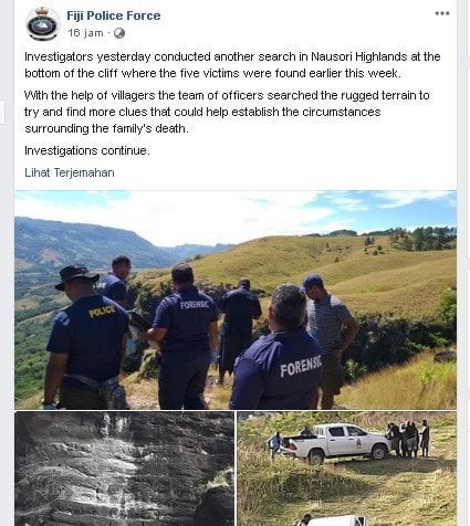 Polisi masih melakukan penyelidikan. (Facebook/Fiji Police Force)