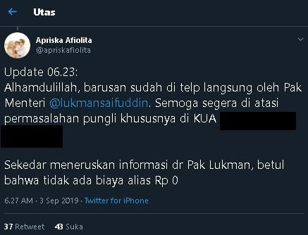 Warganet kena pungli di KUA. (Twitter/@apriskafiolita)