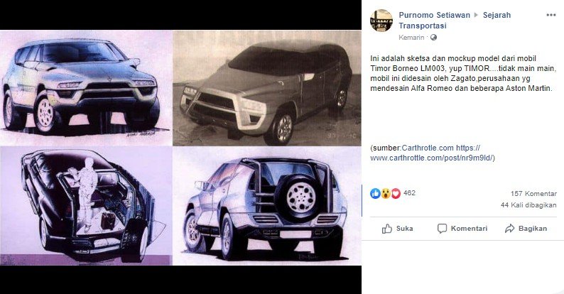 Indonesia nyaris produksi SUV dengan bentuk keren. (Facebook/Purnomo Setiawan)