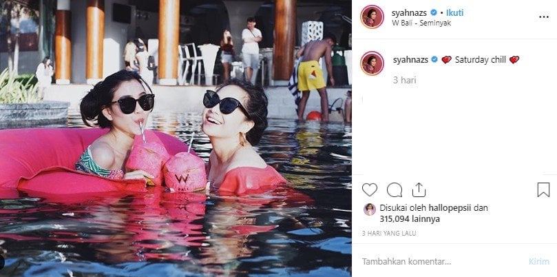 Momen babymoon Syahnaz Sadiqah. (Instagram/@syahnazs)