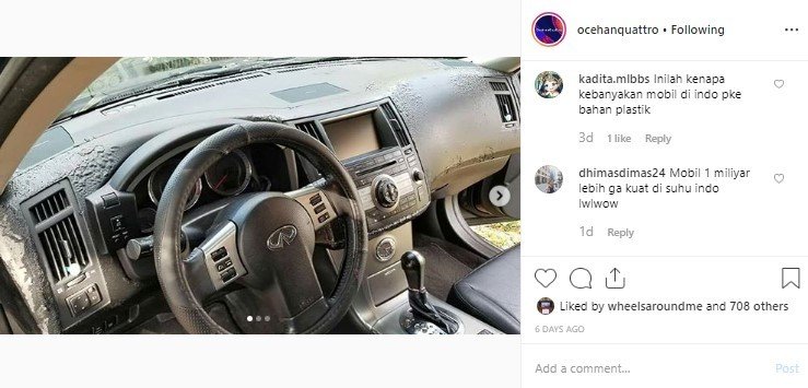 Dashboard Mobil Infiniti FX37. (Instagram/ocehanquattro)