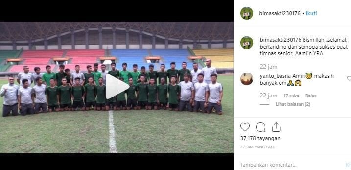 Unggahan pelatih Timnas Indonesia U-16, Bima Sakti.