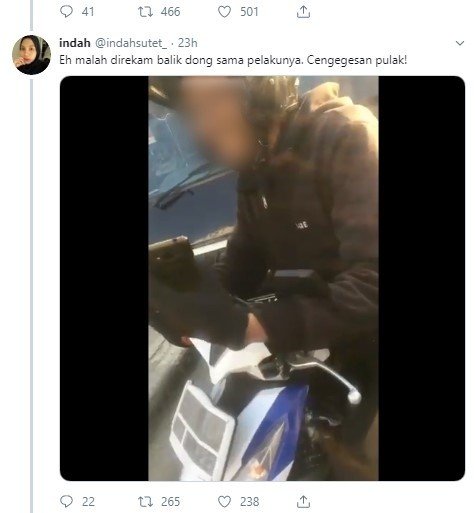 Pelaku Pelecehan di Lampu Merah di Bekasi. (Twitter/indahsutet_)