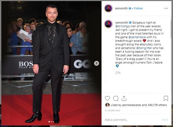 Sam Smith pakai high heels. (Instagram/@samsmith)