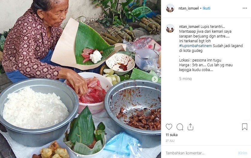 Lupis Mbah Satinem di Yogyakarta. (Instagram/@ntan_ismael)