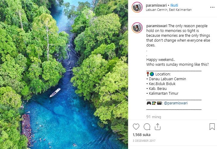 Danau Labuan Cermin. (Instagram/@paramiswari)