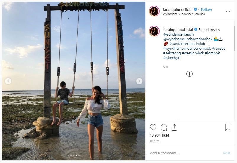 Farah Quinn Liburan di Lombok (instagram.com/farahquinnofficial)