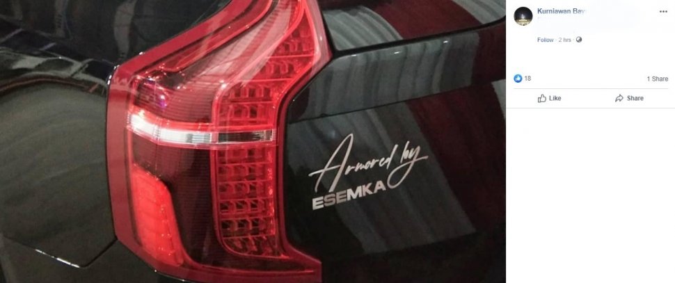 Mobil SUV dengan Emblem (Logo) Esemka. (Facebook/Kurniawan Bayu)