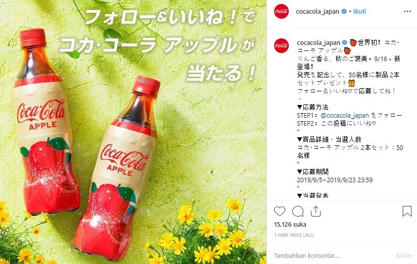 Coca Cola rasa buah apel. (Instagram/@cocacola_japan)