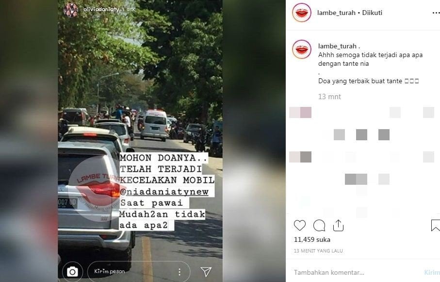 Unggahan putri Nia Daniaty di-repost akun gosip [Instagram]