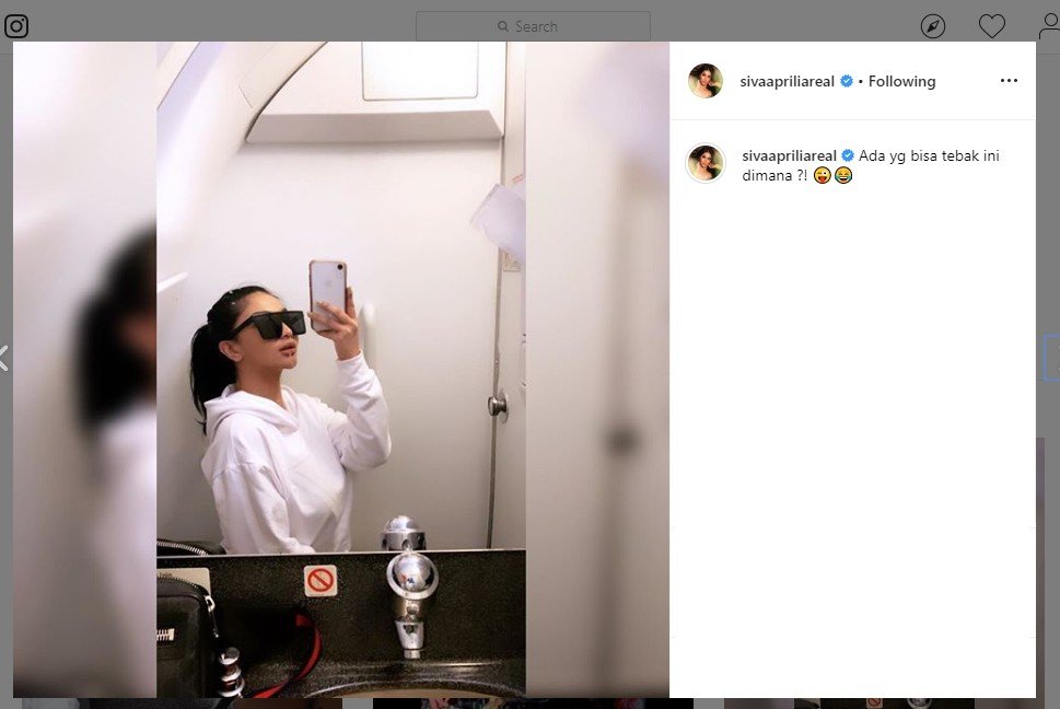 Siva Aprilia unggah foto dari dalam toilet pesawat. (instagram.com/sivaapriliareal)