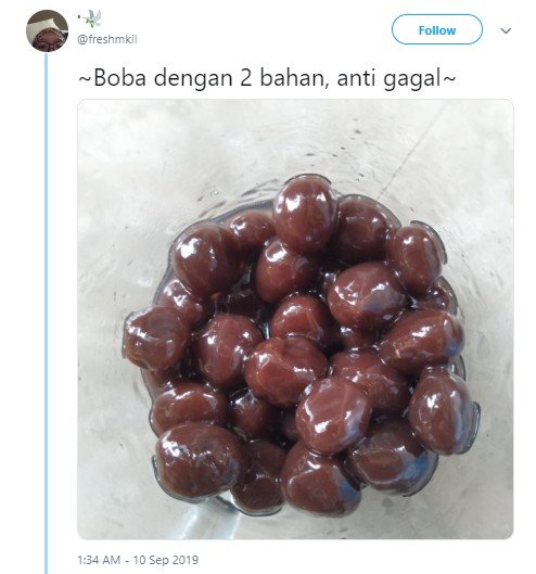 Tips membuat boba ala warganet. (Twitter/@freshmkil)