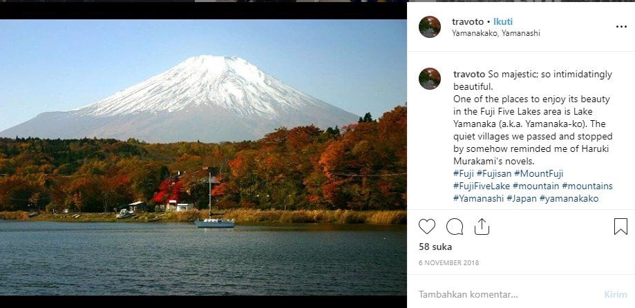 Destinasi wisata untuk musim gugur di Jepang. (Instagram/@travoto)