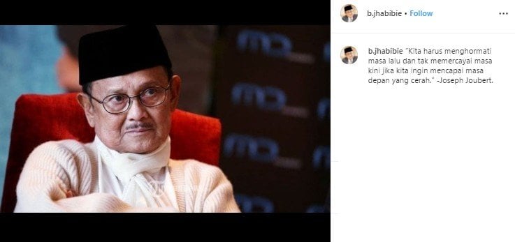 Gaya khas BJ Habibie. (Instagram/@b.jhabibie)