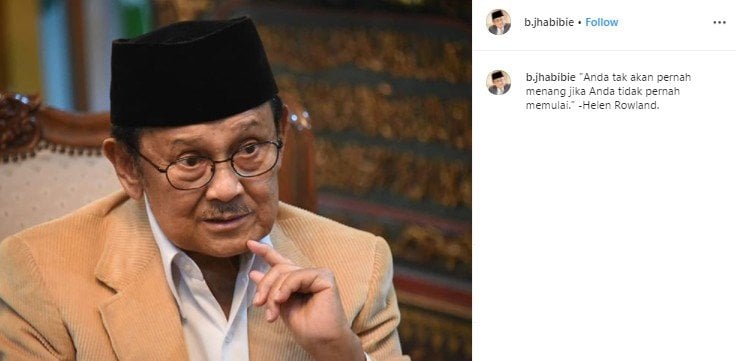 Gaya khas BJ Habibie. (Instagram/@b.jhabibie)