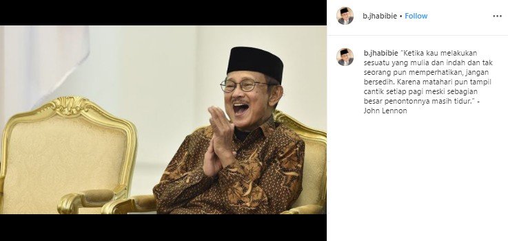 Gaya khas BJ Habibie. (Instagram/@b.jhabibie)