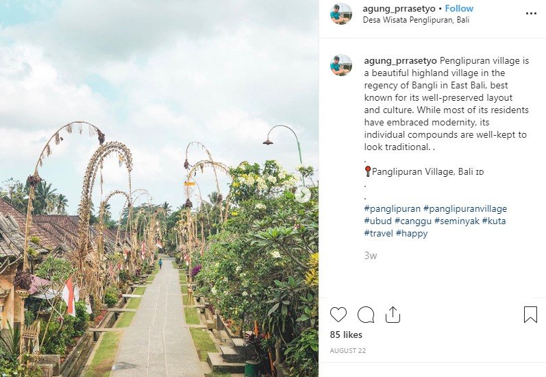 Desa Panglipuran di Bali. (Instagram/@agung_prrasetyo)