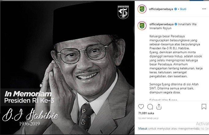 (Screenshot Instagram officialpersebaya)