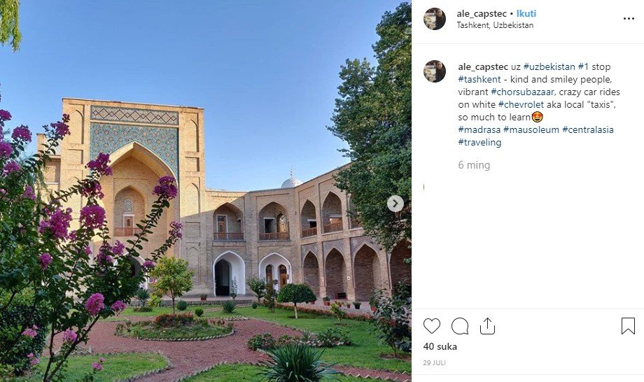 Destinasi wisata di Kota Tashkent, Uzbekistan. (Instagram/@ale_captstec)