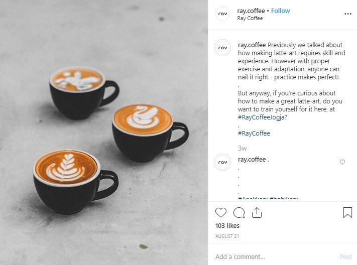 Menu di Ray Coffee Yogyakarta. (Instagram/@ray.coffee)