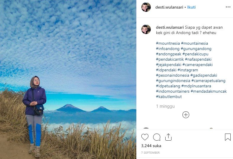 Potret keindahan Gunung Andong. (Instagram/@desti wulansari)