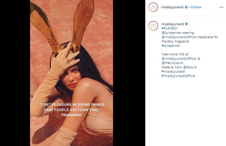 Rinaldy Yunardi Buat Headpiece Playboy untuk Kylie Jenner. (Instagram/@rinaldyyunardi)