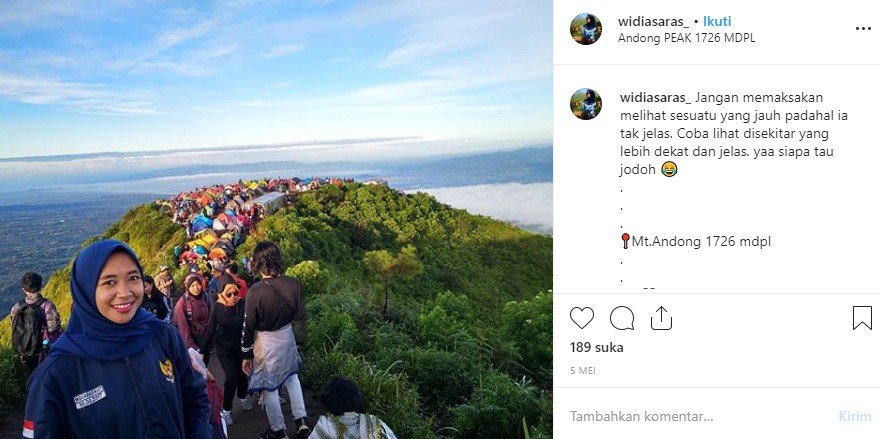 Potret keindahan Gunung Andong. (Instagram/@widiasaras_)