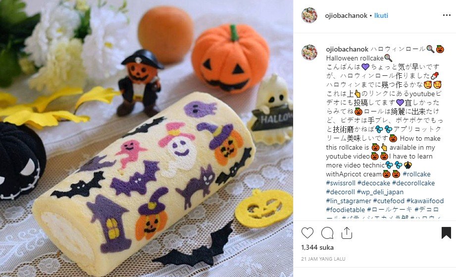 Deco roll cake, kreasi bolu gulung lukis nan menggemaskan. (Instagram/@ojiobachanok)