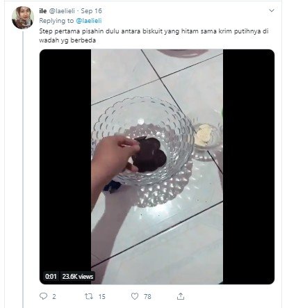 Resep membuat dorayaki Oreo ala warganet. (Twitter/@laelieli)