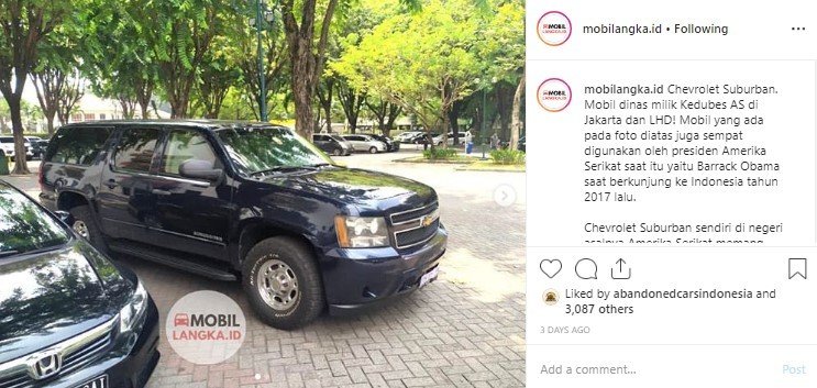 Chevrolet Suburban. (Instagram/mobilangka.id)
