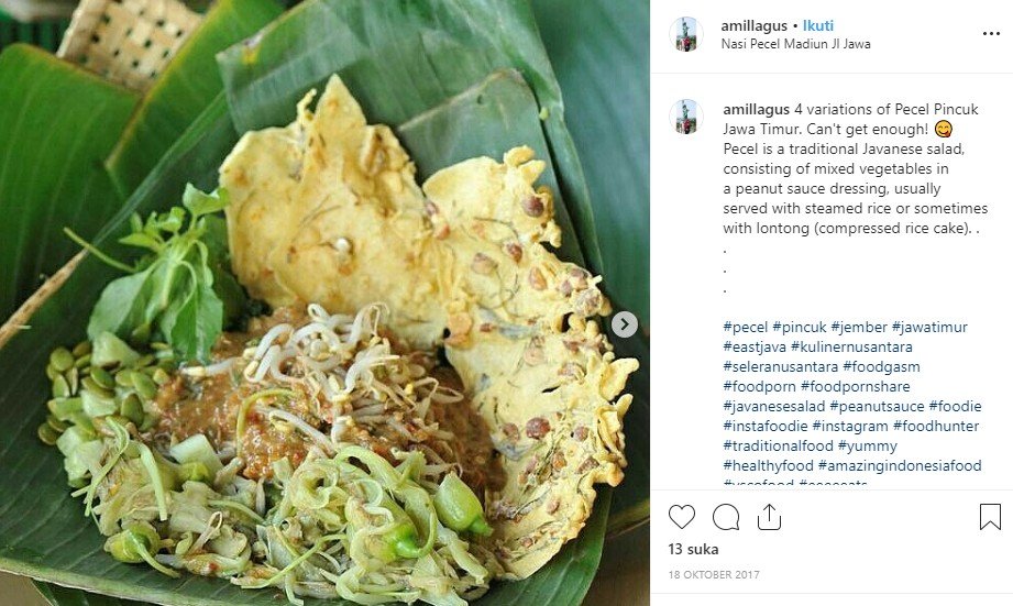 Warung Nasi Pecel Pak Toro di Jember. (Instagram/@amillagus)