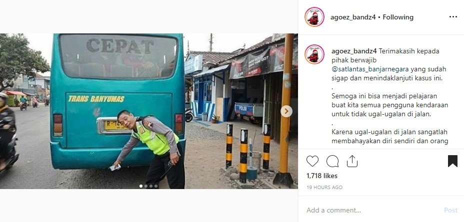 Viral bus ugal-ugalan, langsung diciduk aparat. (Instagram/@agoez_bandz4)