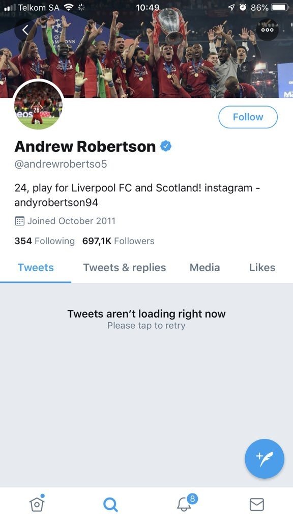 Andrew Robertson tutup akun. (Twitter/@MikeMongie).