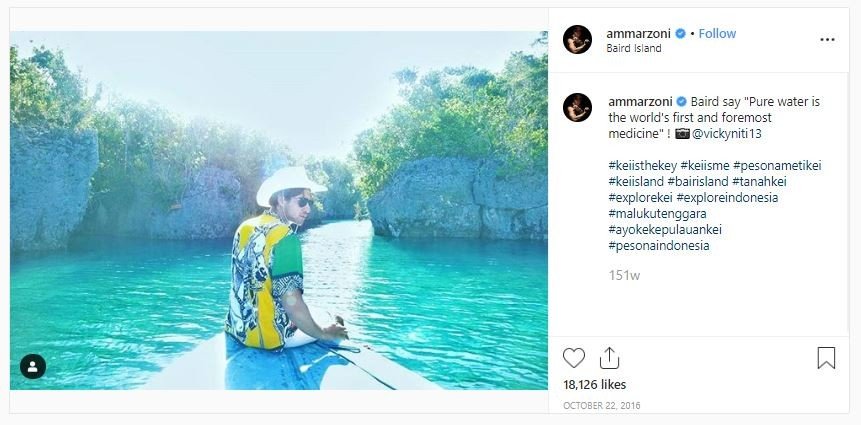Gaya liburan Ammar Zoni keliling Indonesia (instagram.com/ammarzoni)