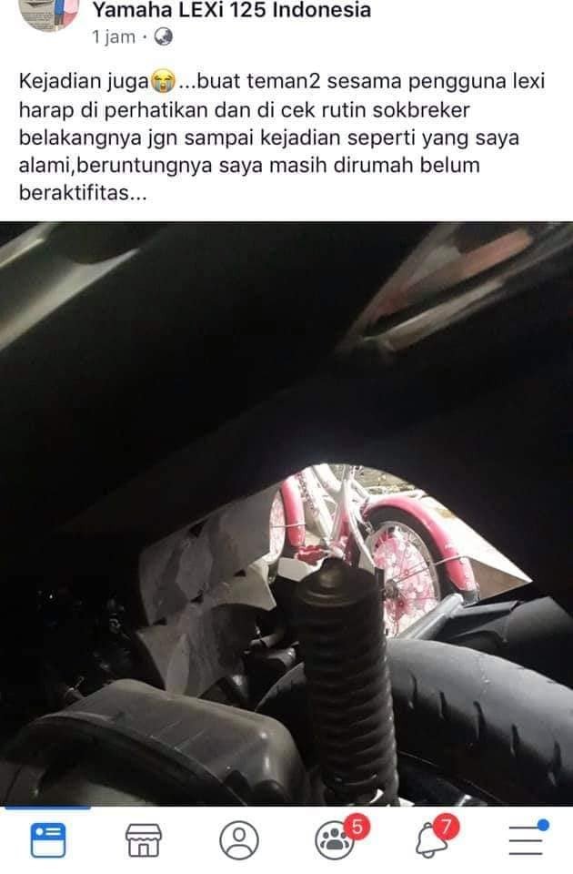 Curhatan warganet yang per motornya patah. (Facebook)