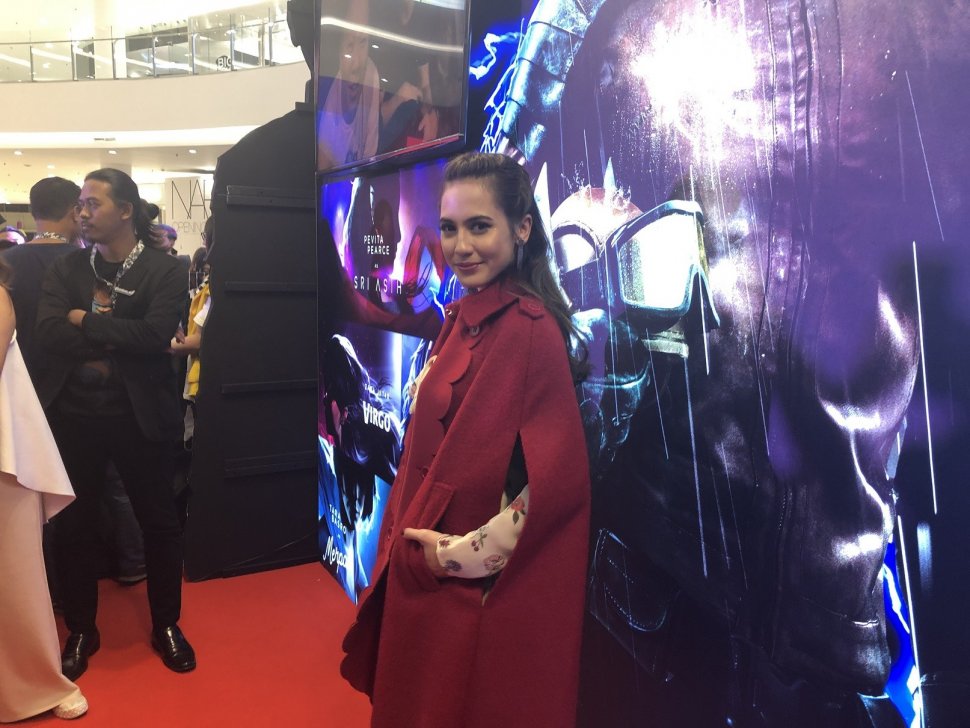 Aktris Pevita Pearce berpose dalam peluncuran Sri Asih di Jakarta, Sabtu (21/9/2019). [Suara.com/Revi Confas Rantung]
