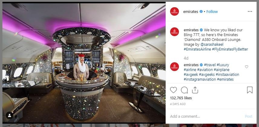 Pesawat Emirates Berlapis Berlian (instagram.com/emirates)