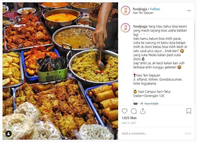 4 Kuliner Legendaris di Kawasan Gejayan, Yogyakarta (instagram.com/foodjogja)