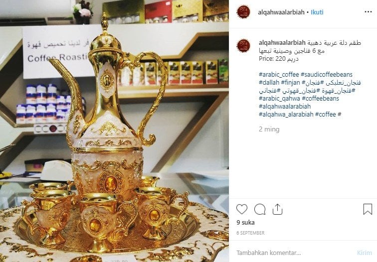 Dallah, tempat untuk menyajikan kopi arabika khas Dubai. (Instagram/@alqaahwalarbiah)