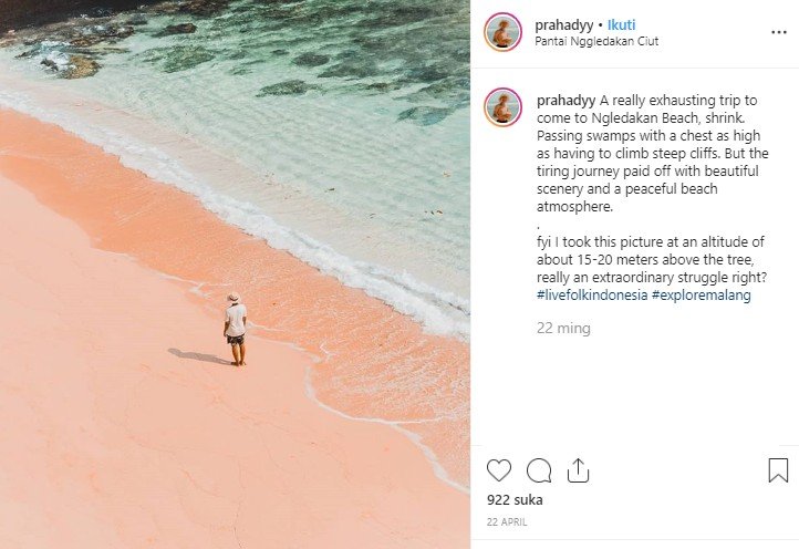 Pantai Nggledak Ciut di Malang. (Instagram/@prahadyy)