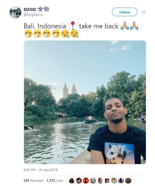 Curhat kangen Bali yang dibully warganet (twitter.com/KingxSono)